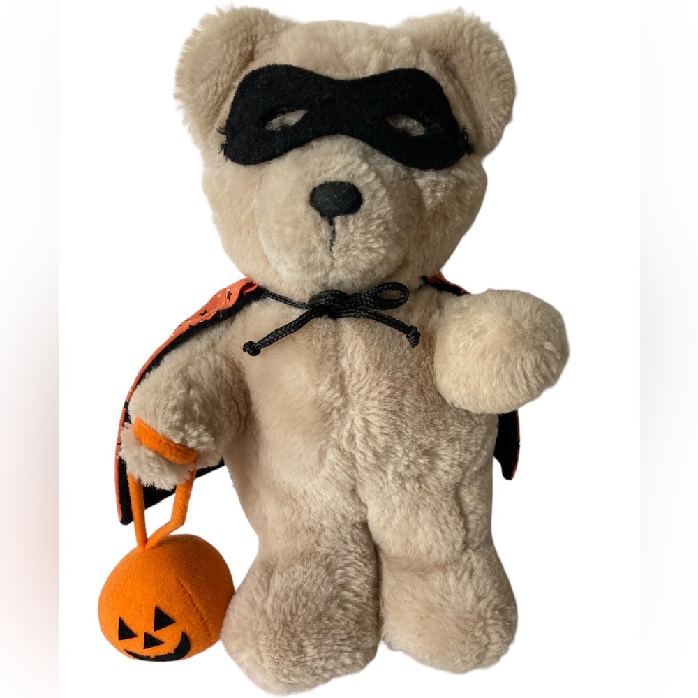 Dakin Halloween Trick or Treat Teddy Bear with Pumpkin Plush 10" Vintage 1984